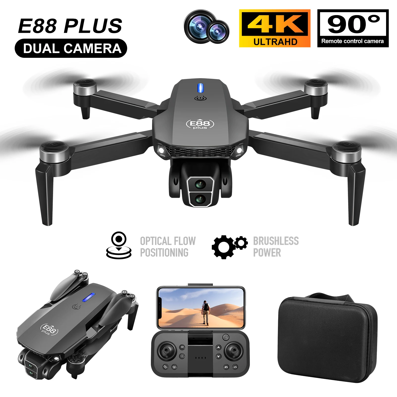 Drone Gimbal Brushless - Drone Quadcopter E88 Plus baru: 90